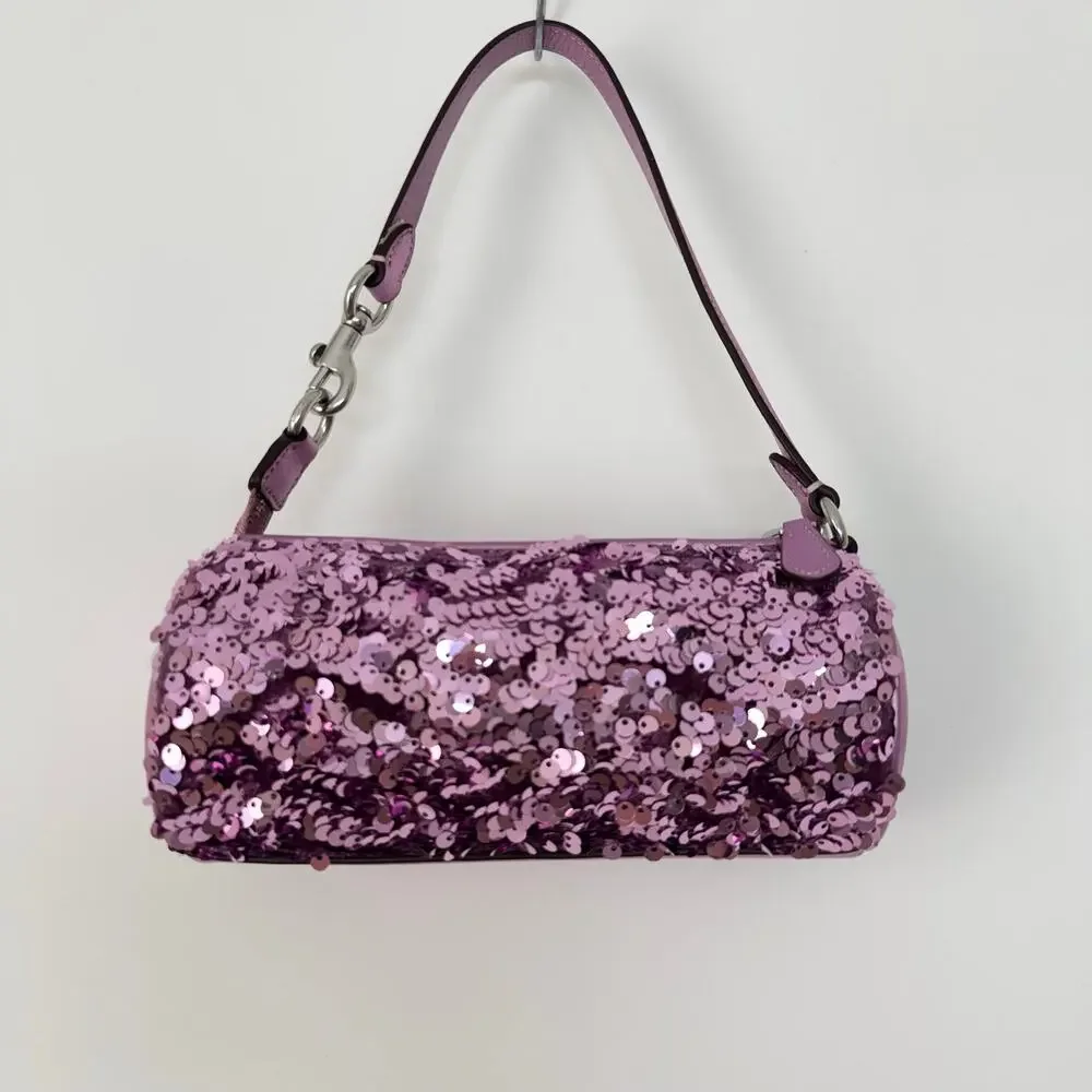 Coach Nolita Limited Edition Barrel Shoulder Demi Bag Lilac Sequin CQ589